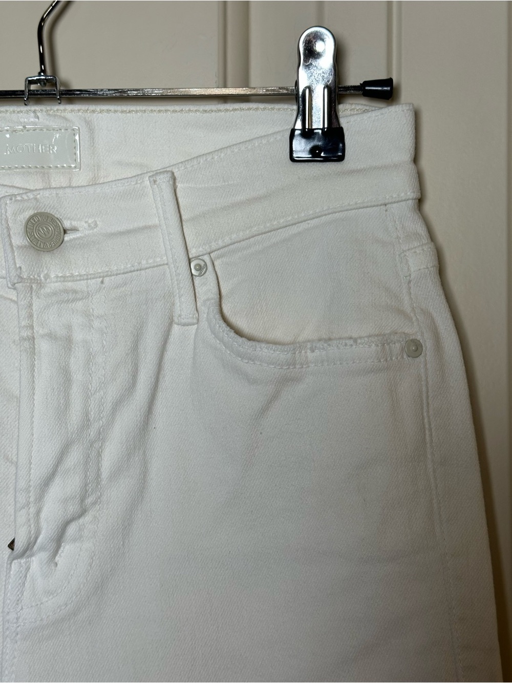 Mother The Rascal Crop Fray Jeans Off-White/ Cream Size 25 Casual Trendy Preppy - Picture 5 of 14